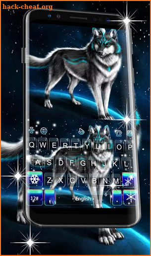 Live 3D Winter Snowing Wolf Keyboard Theme screenshot