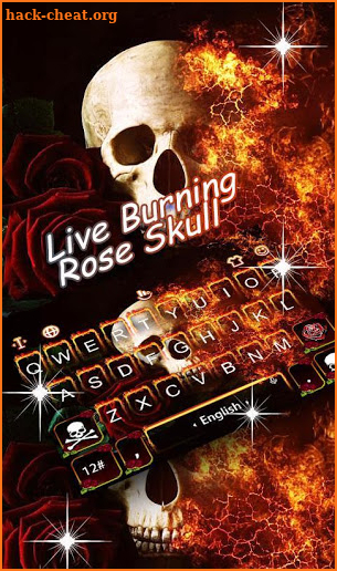 Live Burning Rose Skull Keyboard Theme screenshot