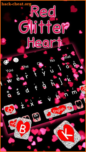 Live Red Glitter Heart Keyboard Theme screenshot