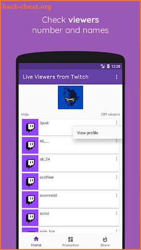 Live viewers for Twitch screenshot