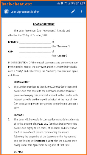 Loan Agreement Maker screenshot