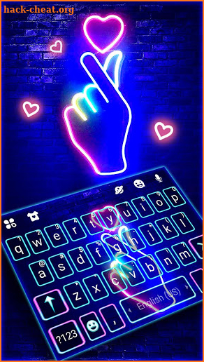 Love Heart Neon Keyboard Theme screenshot