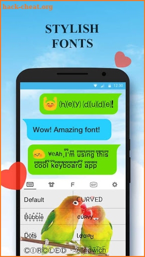 Lovebird Animated Keyboard screenshot