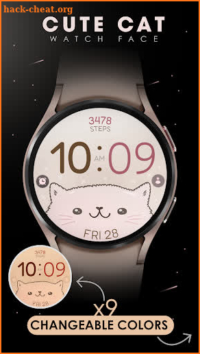 Lovely Cat digital watch face screenshot