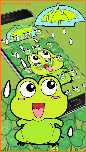 Lovely Frog Big Eye Raindrop Cartoon Theme screenshot