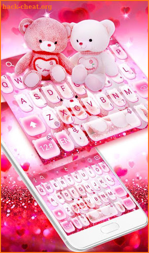 Lovely Pink Teddy Bear Keyboard Theme screenshot