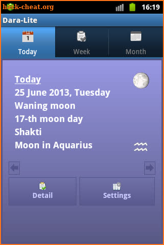 Lunar calendar Dara-Lite screenshot