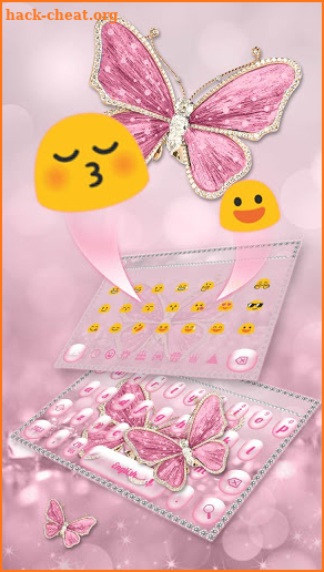 Luxurious Pink Diamond Butterfly Keyboard screenshot