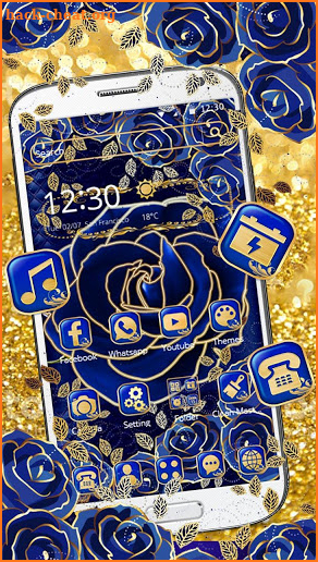 Luxury Blue Gold Rose Theme screenshot