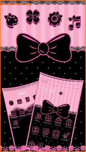 Luxury Cute Pink Black Bow Theme screenshot