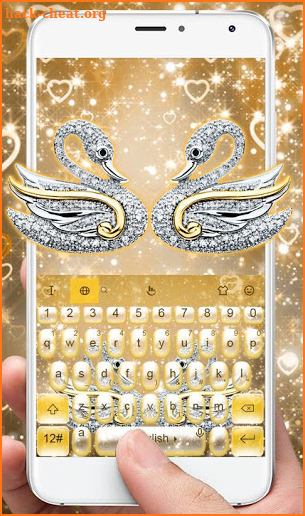 Luxury Gold Diamond Swan Keyboard Theme screenshot