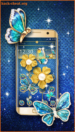 Luxury Gold Sparkling Butterflies Theme screenshot