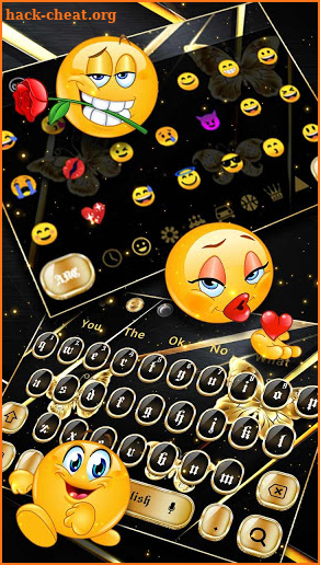 Luxury Golden Black Butterfly Keyboard screenshot