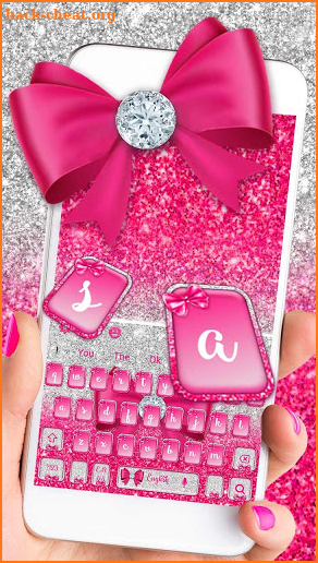 Luxury Pink Bow Diamond Keyboard screenshot