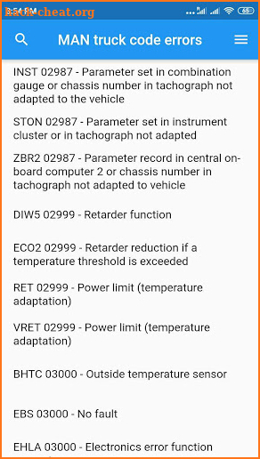 MAN Truck Fault Code Errors screenshot