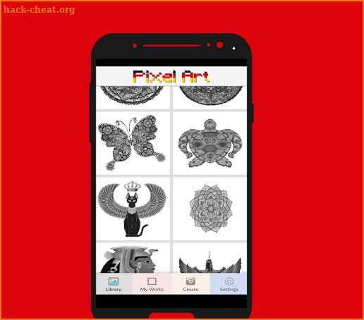 Mandala color by number -pixel art screenshot