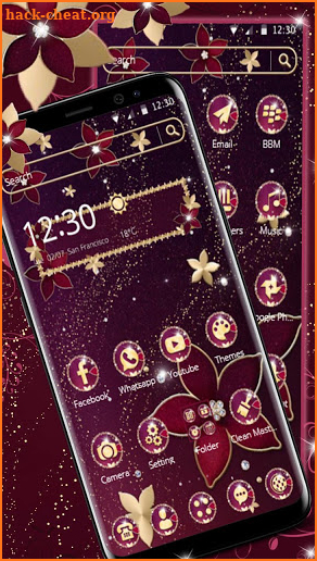 Maroon Gold Flower Theme screenshot