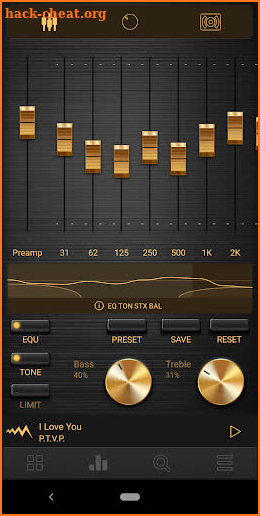 Marshall - Dark Retro Gold/Metal Poweramp V3 Skin screenshot