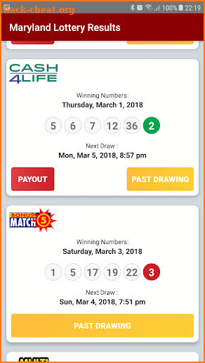 Maryland Lottery Results screenshot