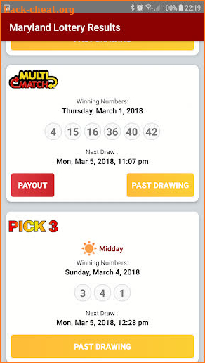 Maryland Lottery Results screenshot