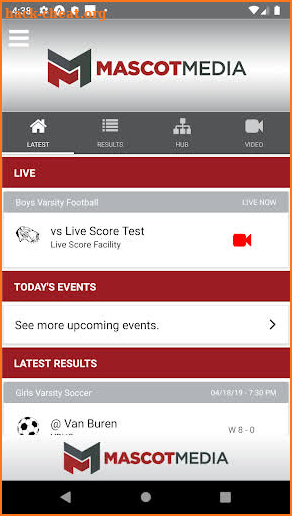 Mascot Media Sports App screenshot