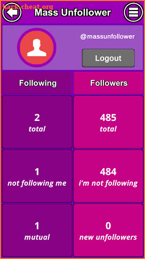 MassUnfollower - unfollow all non-followers screenshot