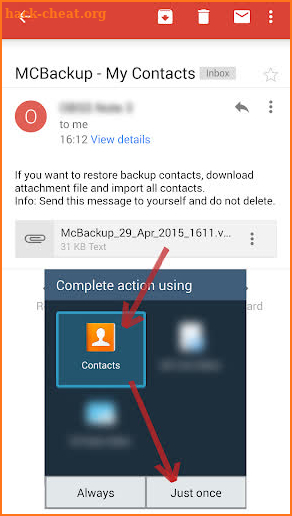 MCBackup - My Contacts Backup screenshot