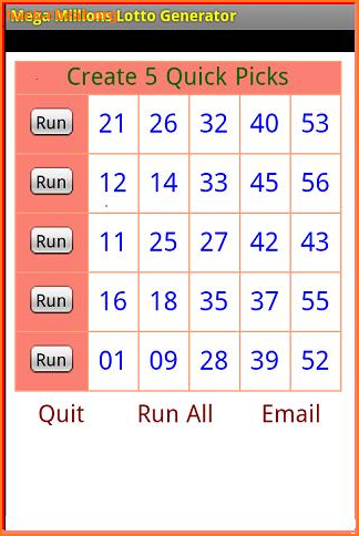Mega Millions Generator screenshot