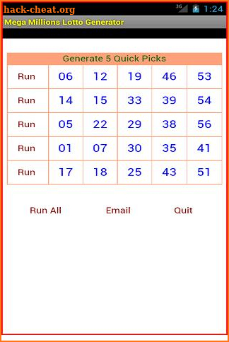 Mega Millions Generator screenshot