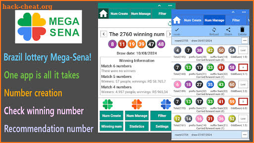 MEGA-SENA Number Generator screenshot