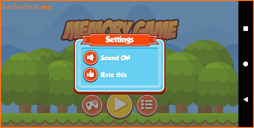 Memory game screenshot