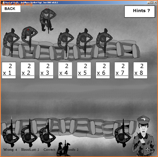 Mental Math: Artillery Strike Sgt. Joe's Army B&W screenshot