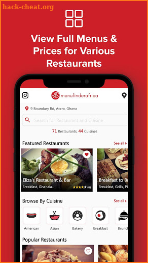 Menufinderafrica - Menus, Reviews & Food Guide screenshot