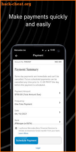 Mercedes me connect Finance screenshot