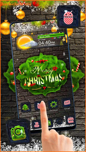 Merry Christmas 3D Glass Tech Theme 🍒🍒 screenshot