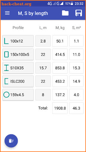 Metal Calculator. Steel Weight & Paint Area screenshot