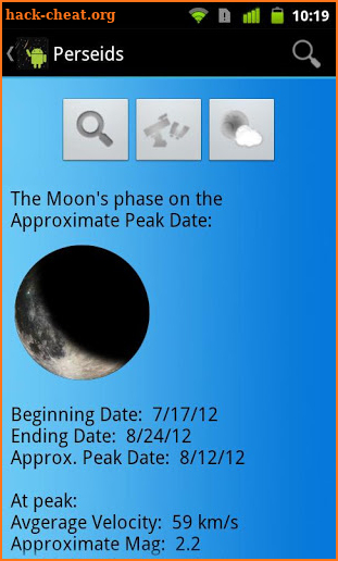 Meteor Shower Calendar Key screenshot