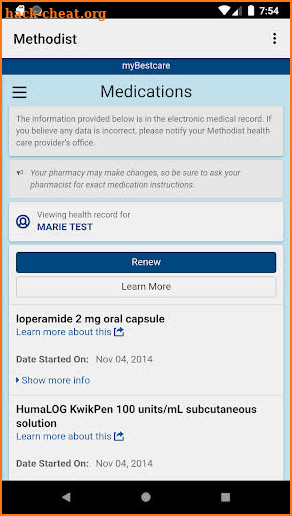 Methodist Patient Portal screenshot