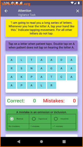 Midland Cognitive Assessment screenshot