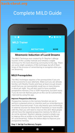 MILD Trainer: Lucid dreaming tool screenshot