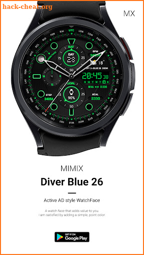 MIMIX Diver Blue26 Watchface screenshot