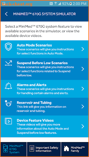 MiniMed™ 670G System Simulator screenshot