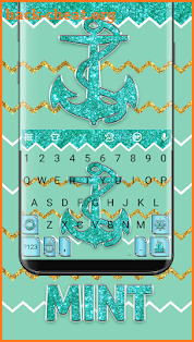 Mint Green Glitter Emoji Keyboard Wallpaper screenshot