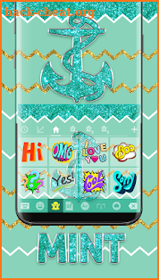 Mint Green Glitter Emoji Keyboard Wallpaper screenshot