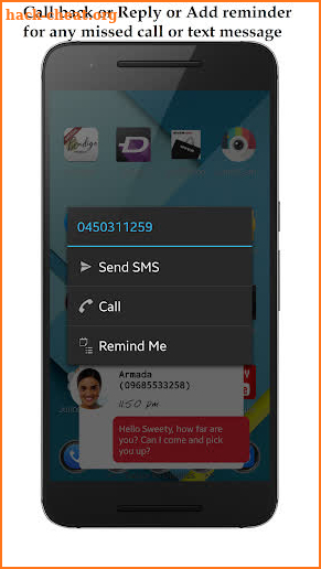 Missed call & SMS notification screenshot