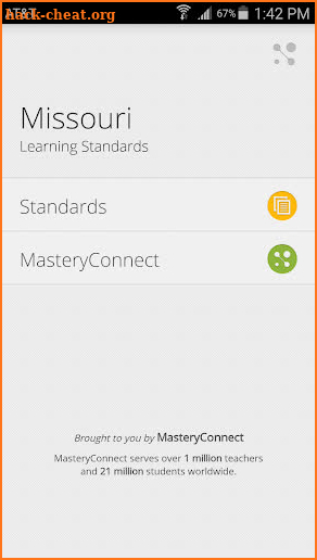 Missouri Learning Standards screenshot