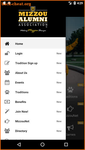 Mizzou Alumni Association screenshot