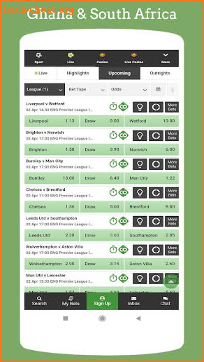 Mobile App for Betway screenshot