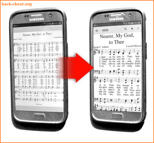 Mobile Hymns: 4-part sheet music hymnal screenshot