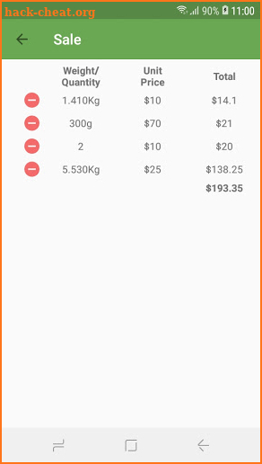 Mobile weight scale machine screenshot